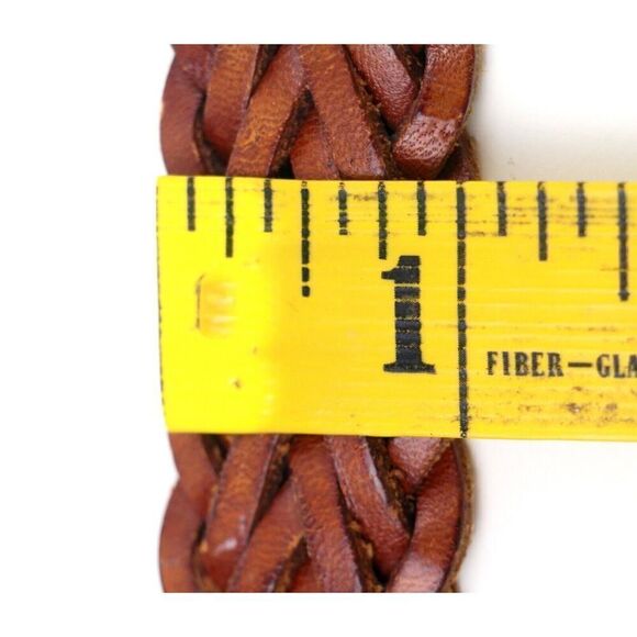 ARGENTINA BRAIDED BROWN GENUINE LEATHER 1" Wd CASUAL MEN'S BELT Sz 38 (G41 - Picture 8 of 12